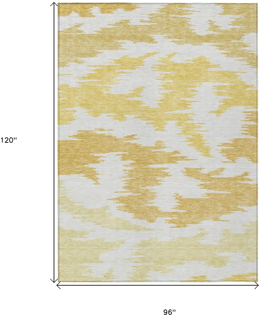 Gold Beige And Wheat Abstract Washable Indoor Outdoor Area Rug Photo 9