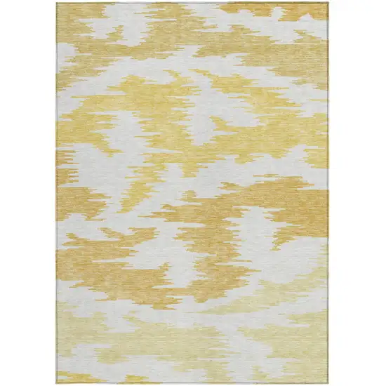 Gold Beige And Wheat Abstract Washable Indoor Outdoor Area Rug Photo 4