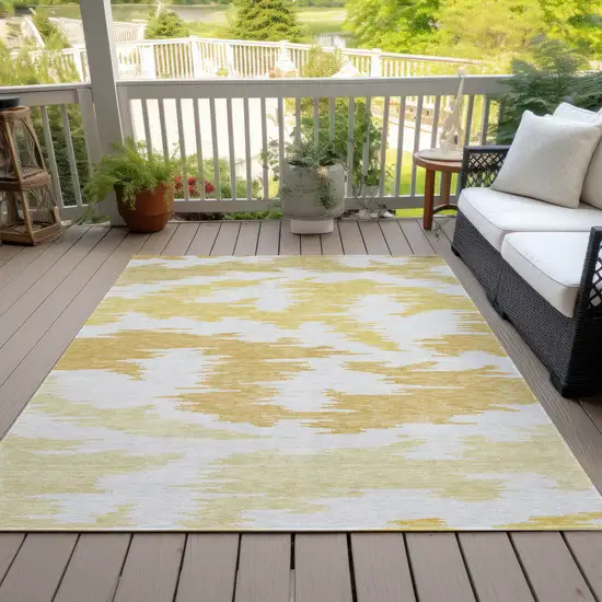 Gold Beige And Wheat Abstract Washable Indoor Outdoor Area Rug Photo 8