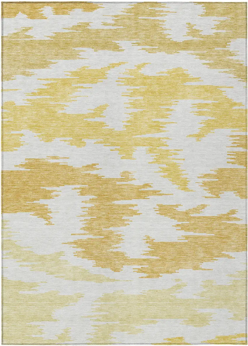 Gold Beige And Wheat Abstract Washable Indoor Outdoor Area Rug Photo 1