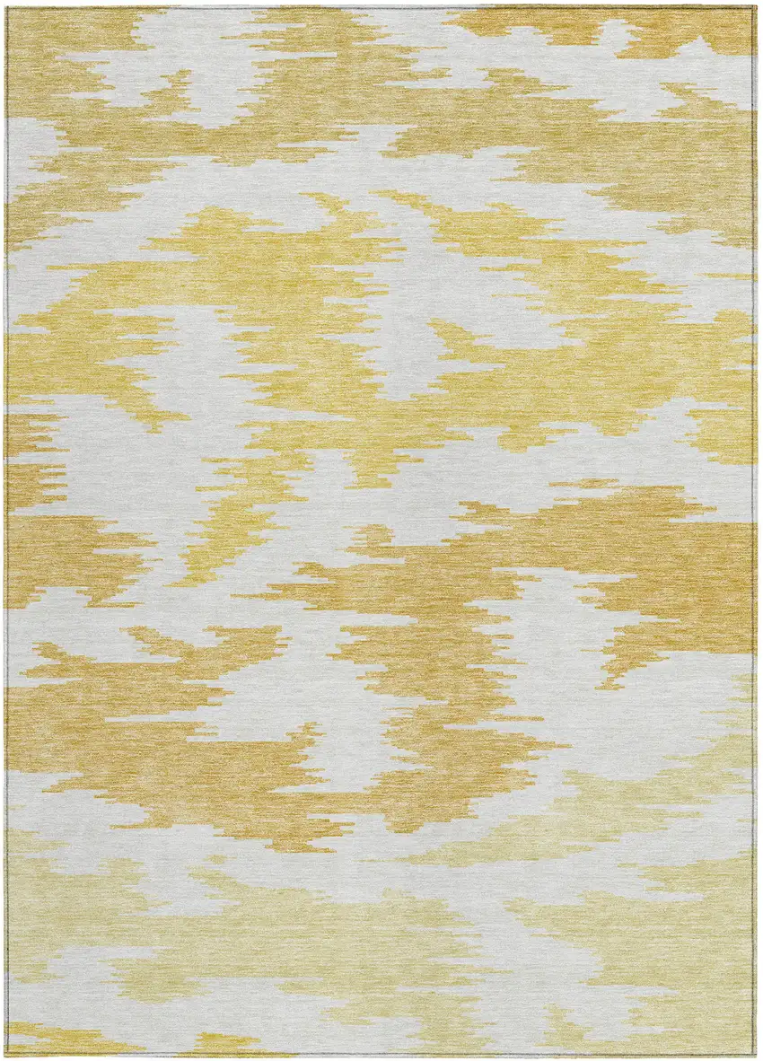 Gold Beige And Wheat Abstract Washable Indoor Outdoor Area Rug Photo 7
