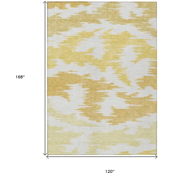Gold Beige And Wheat Abstract Washable Indoor Outdoor Area Rug Photo 3