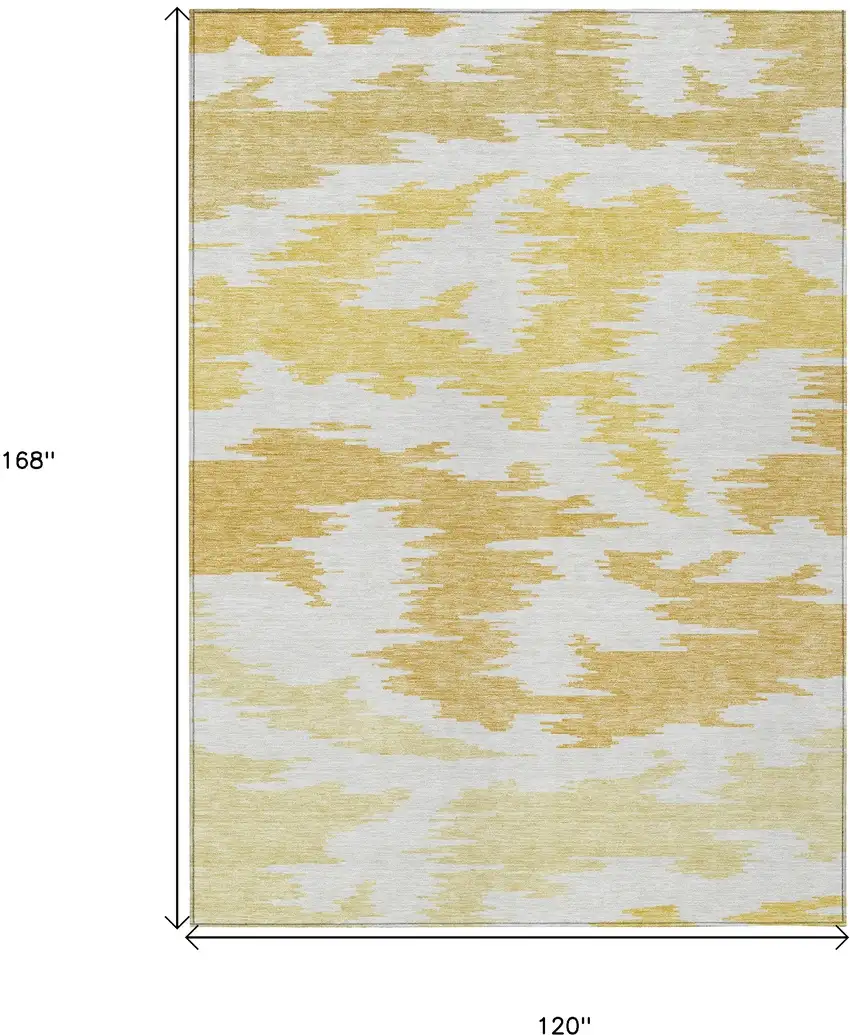 Gold Beige And Wheat Abstract Washable Indoor Outdoor Area Rug Photo 3