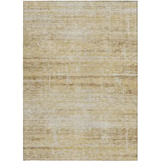 Gold Beige And Wheat Abstract Washable Indoor Outdoor Area Rug Photo 4