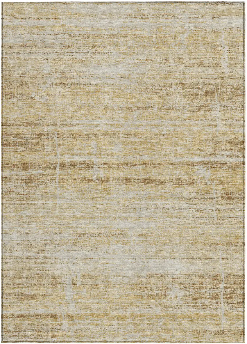 Gold Beige And Wheat Abstract Washable Indoor Outdoor Area Rug Photo 4