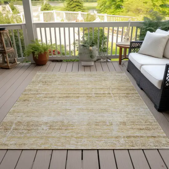 Gold Beige And Wheat Abstract Washable Indoor Outdoor Area Rug Photo 5