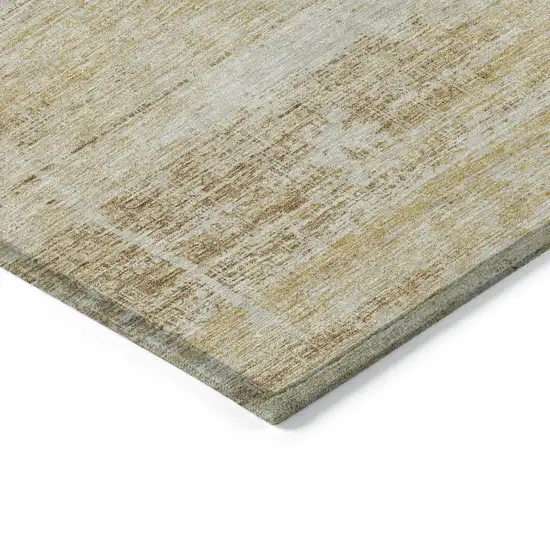 Gold Beige And Wheat Abstract Washable Indoor Outdoor Area Rug Photo 3