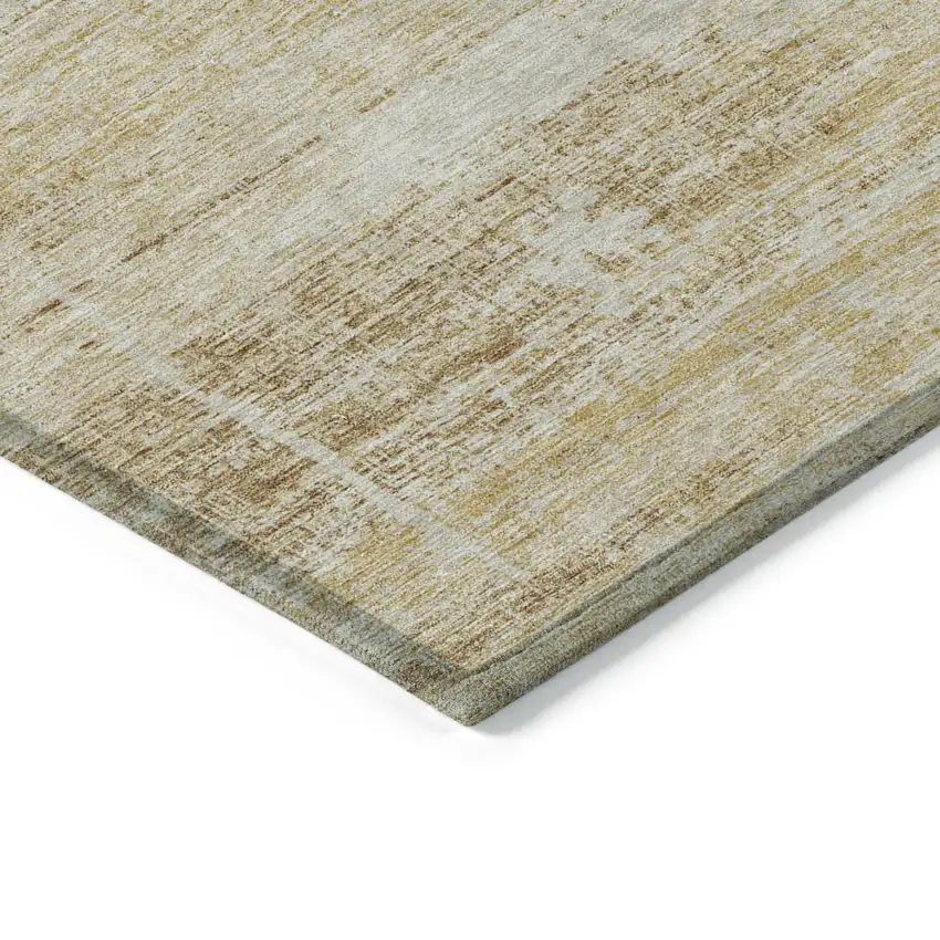 Gold Beige And Wheat Abstract Washable Indoor Outdoor Area Rug Photo 3