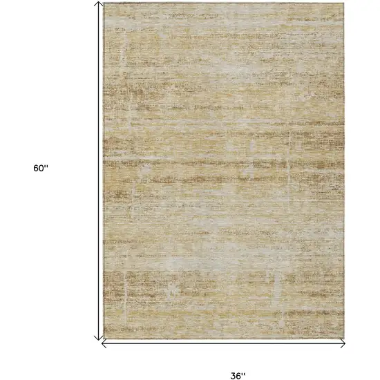 Gold Beige And Wheat Abstract Washable Indoor Outdoor Area Rug Photo 9