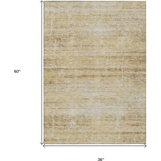 Gold Beige And Wheat Abstract Washable Indoor Outdoor Area Rug Photo 9