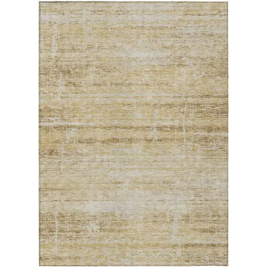 Gold Beige And Wheat Abstract Washable Indoor Outdoor Area Rug Photo 1