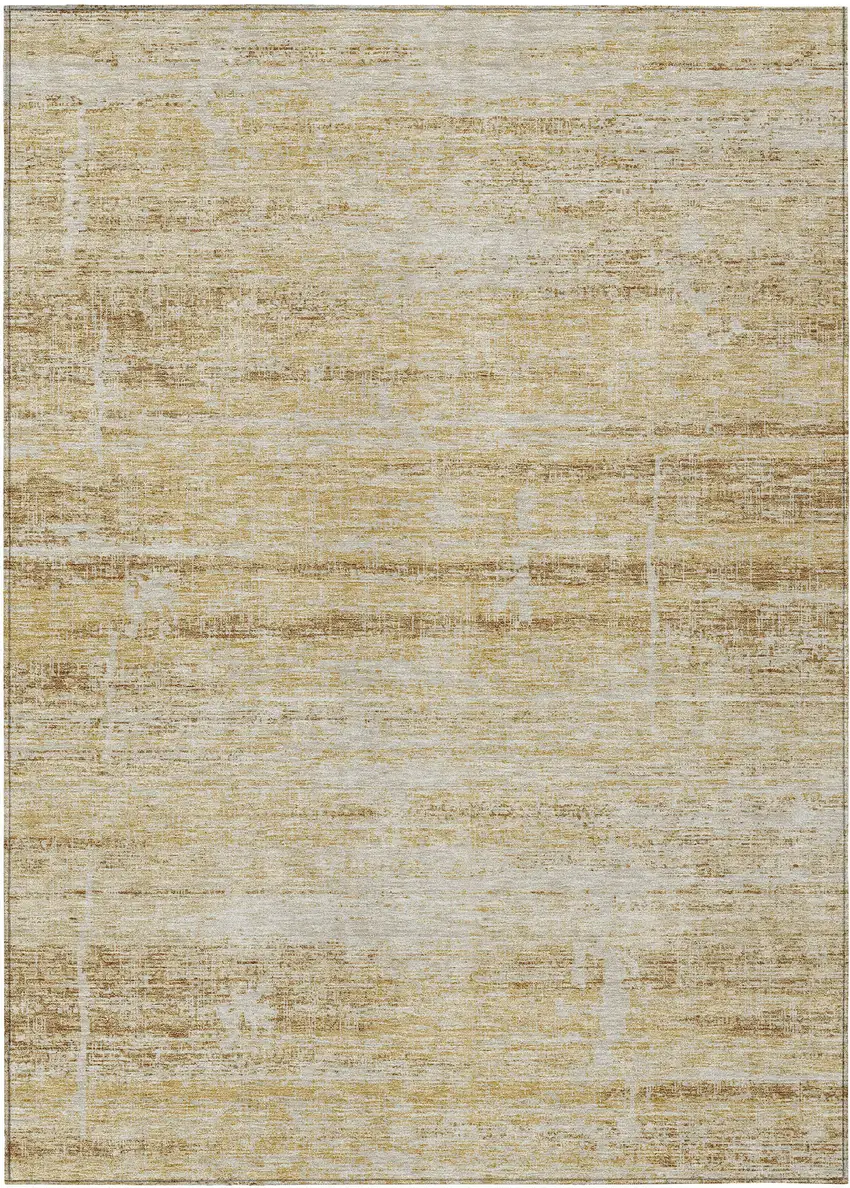 Gold Beige And Wheat Abstract Washable Indoor Outdoor Area Rug Photo 1