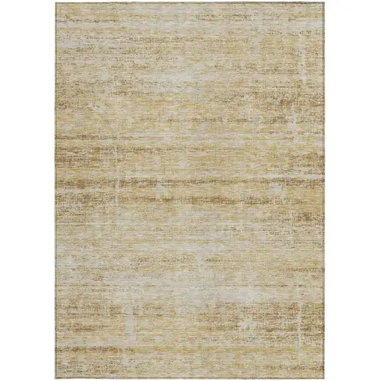 Gold Beige And Wheat Abstract Washable Indoor Outdoor Area Rug Photo 5