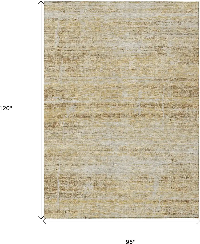 Gold Beige And Wheat Abstract Washable Indoor Outdoor Area Rug Photo 3