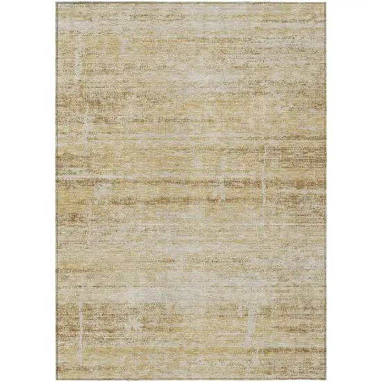 Gold Beige And Wheat Abstract Washable Indoor Outdoor Area Rug Photo 1