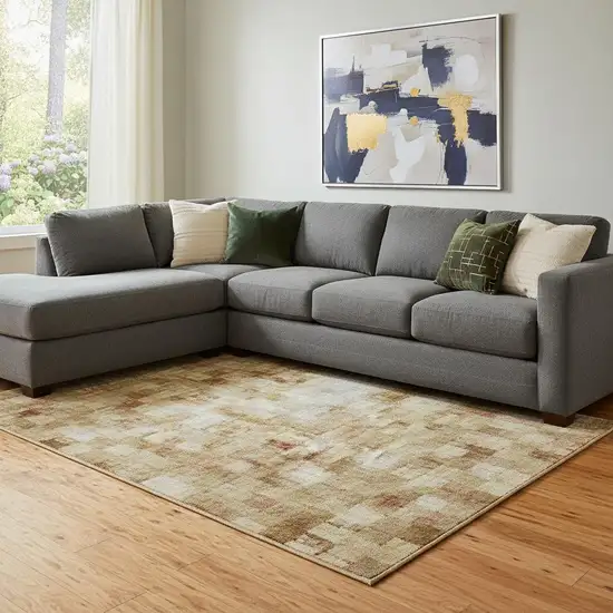 Gold Beige And Wheat Ombre Washable Area Rug With UV Protection Photo 2