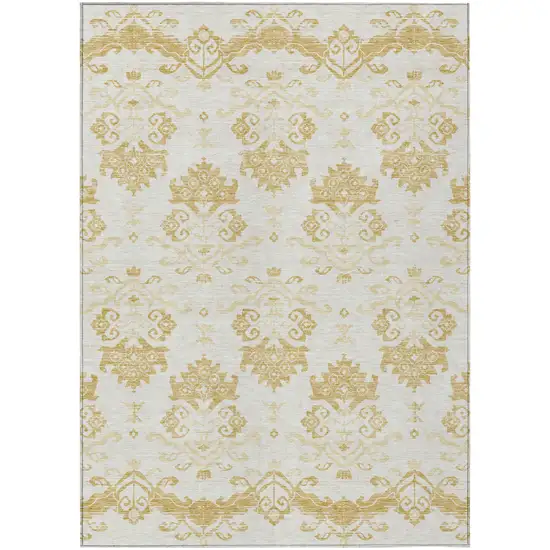 Gold Beige And Wheat Oriental Washable Indoor Outdoor Area Rug Photo 2
