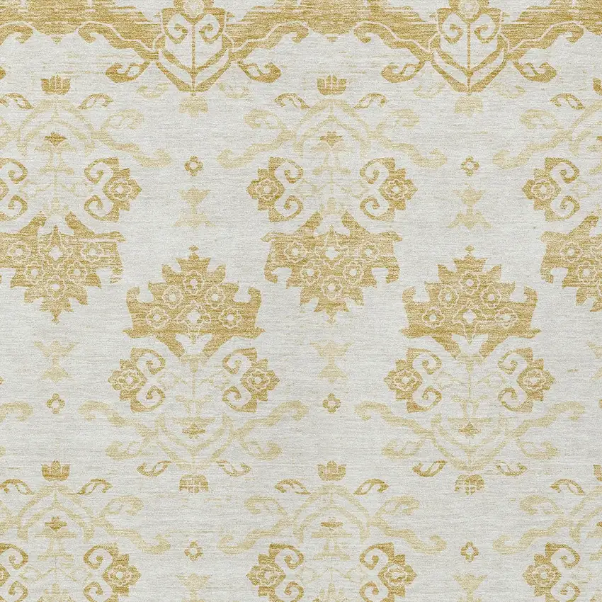 Gold Beige And Wheat Oriental Washable Indoor Outdoor Area Rug Photo 5