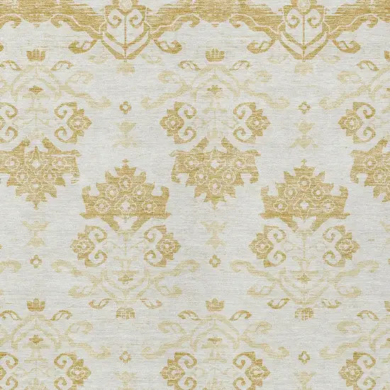 Gold Beige And Wheat Oriental Washable Indoor Outdoor Area Rug Photo 5
