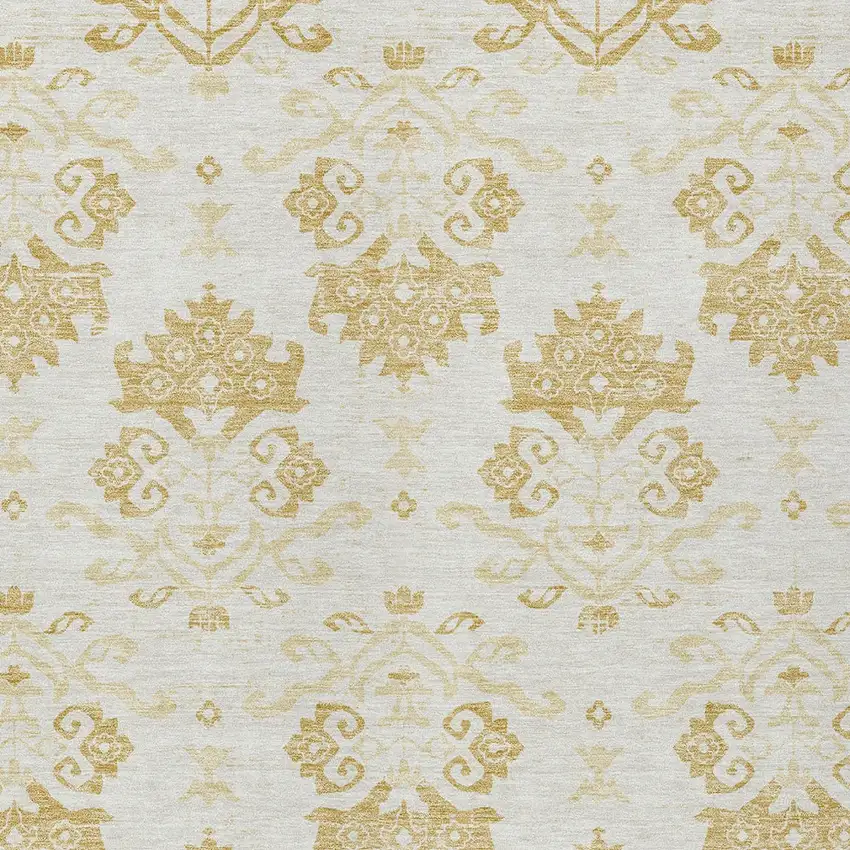 Gold Beige And Wheat Oriental Washable Indoor Outdoor Area Rug Photo 4