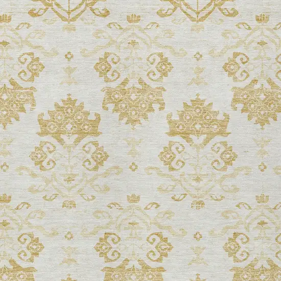 Gold Beige And Wheat Oriental Washable Indoor Outdoor Area Rug Photo 4