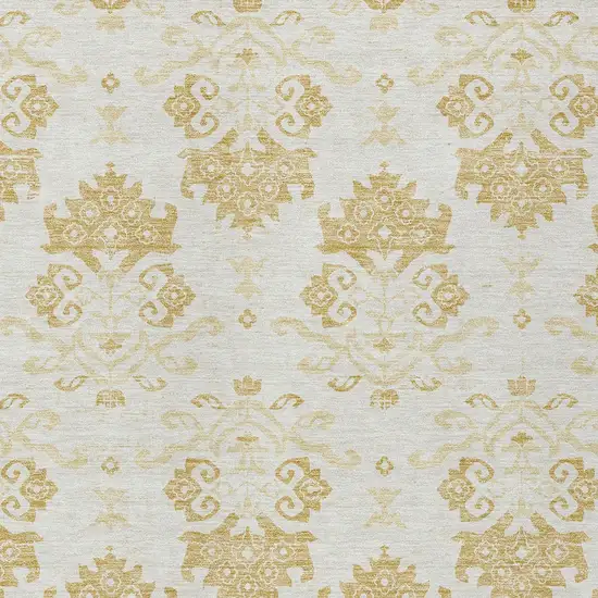 Gold Beige And Wheat Oriental Washable Indoor Outdoor Area Rug Photo 4