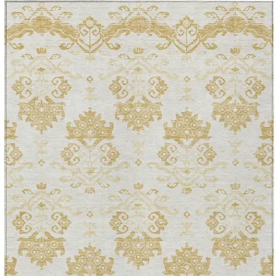 Gold Beige And Wheat Oriental Washable Indoor Outdoor Area Rug Photo 5