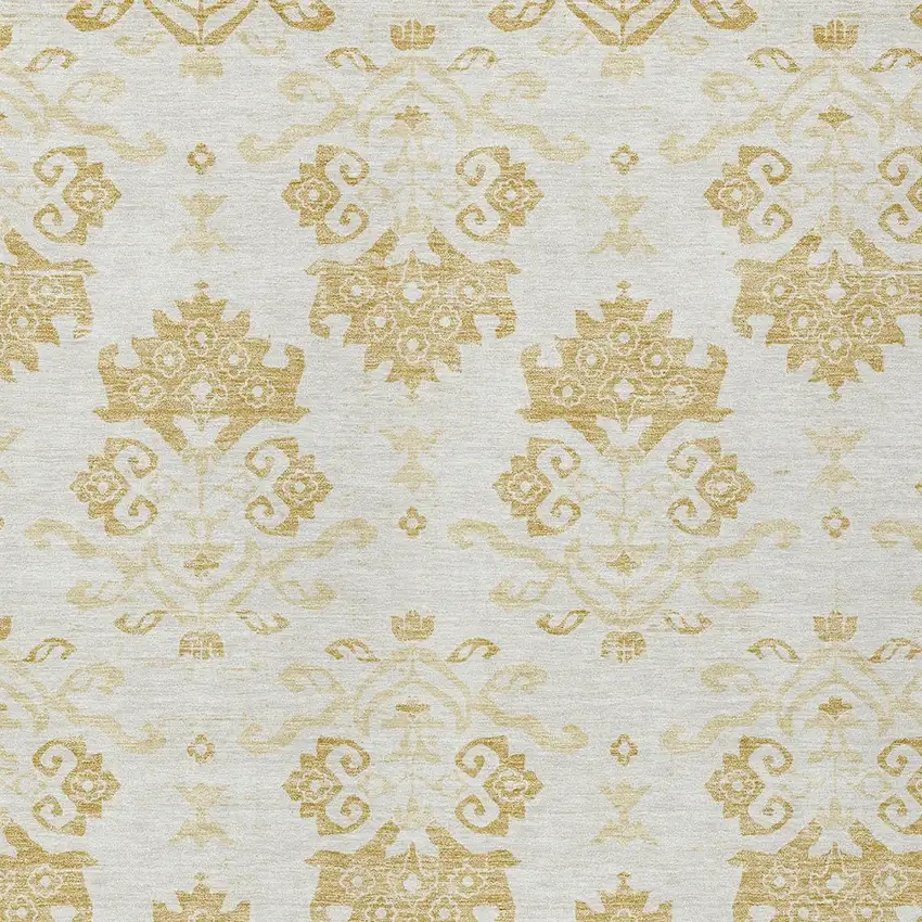 Gold Beige And Wheat Oriental Washable Indoor Outdoor Area Rug Photo 4