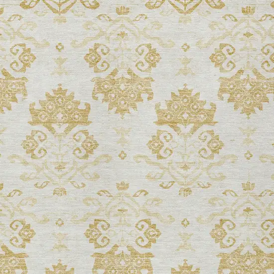 Gold Beige And Wheat Oriental Washable Indoor Outdoor Area Rug Photo 4