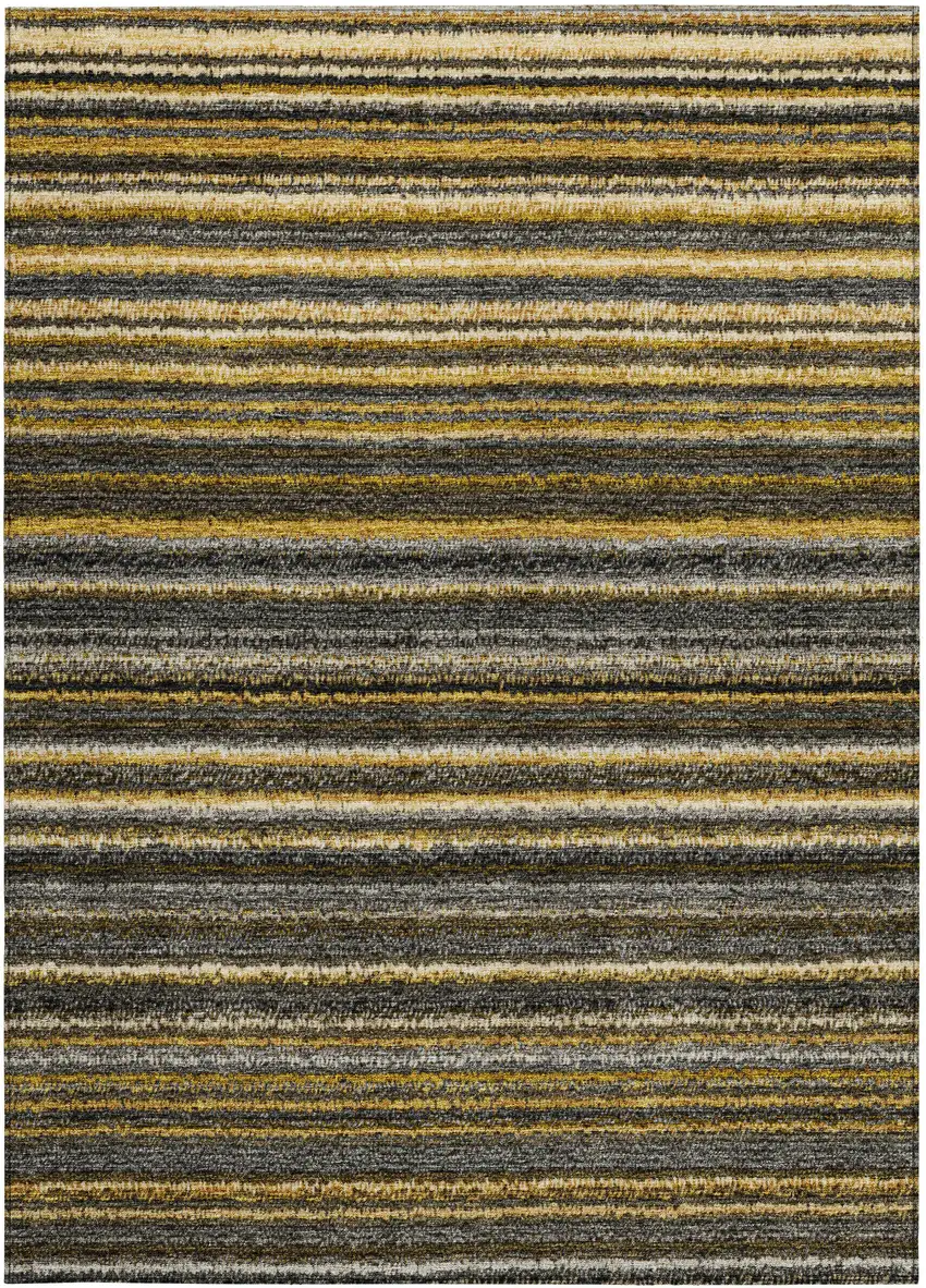 Gold Beige And Wheat Striped Washable Indoor Outdoor Area Rug Photo 6