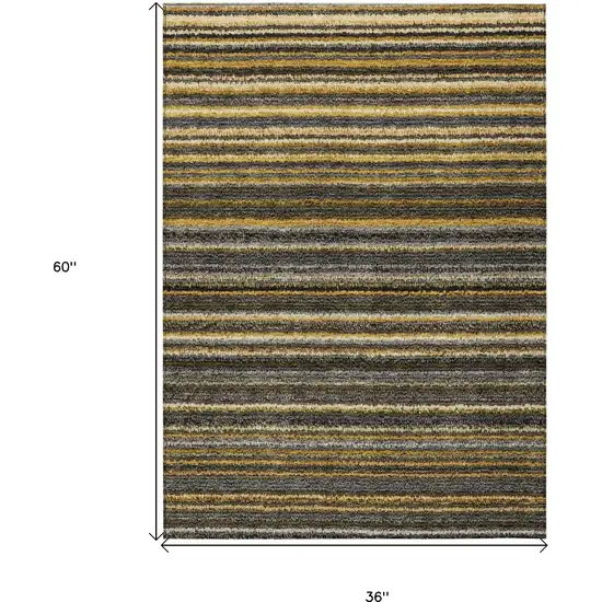 Gold Beige And Wheat Striped Washable Indoor Outdoor Area Rug Photo 3