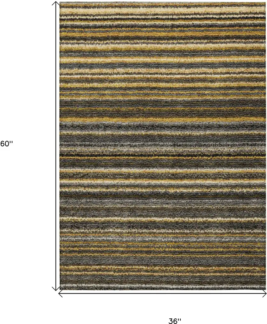 Gold Beige And Wheat Striped Washable Indoor Outdoor Area Rug Photo 3
