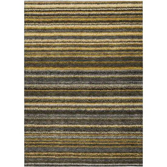 Gold Beige And Wheat Striped Washable Indoor Outdoor Area Rug Photo 2