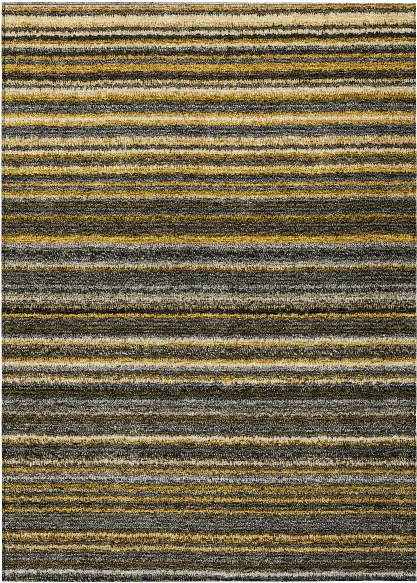 Gold Beige And Wheat Striped Washable Indoor Outdoor Area Rug Photo 2