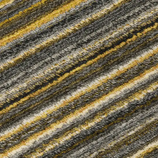 Gold Beige And Wheat Striped Washable Indoor Outdoor Area Rug Photo 7