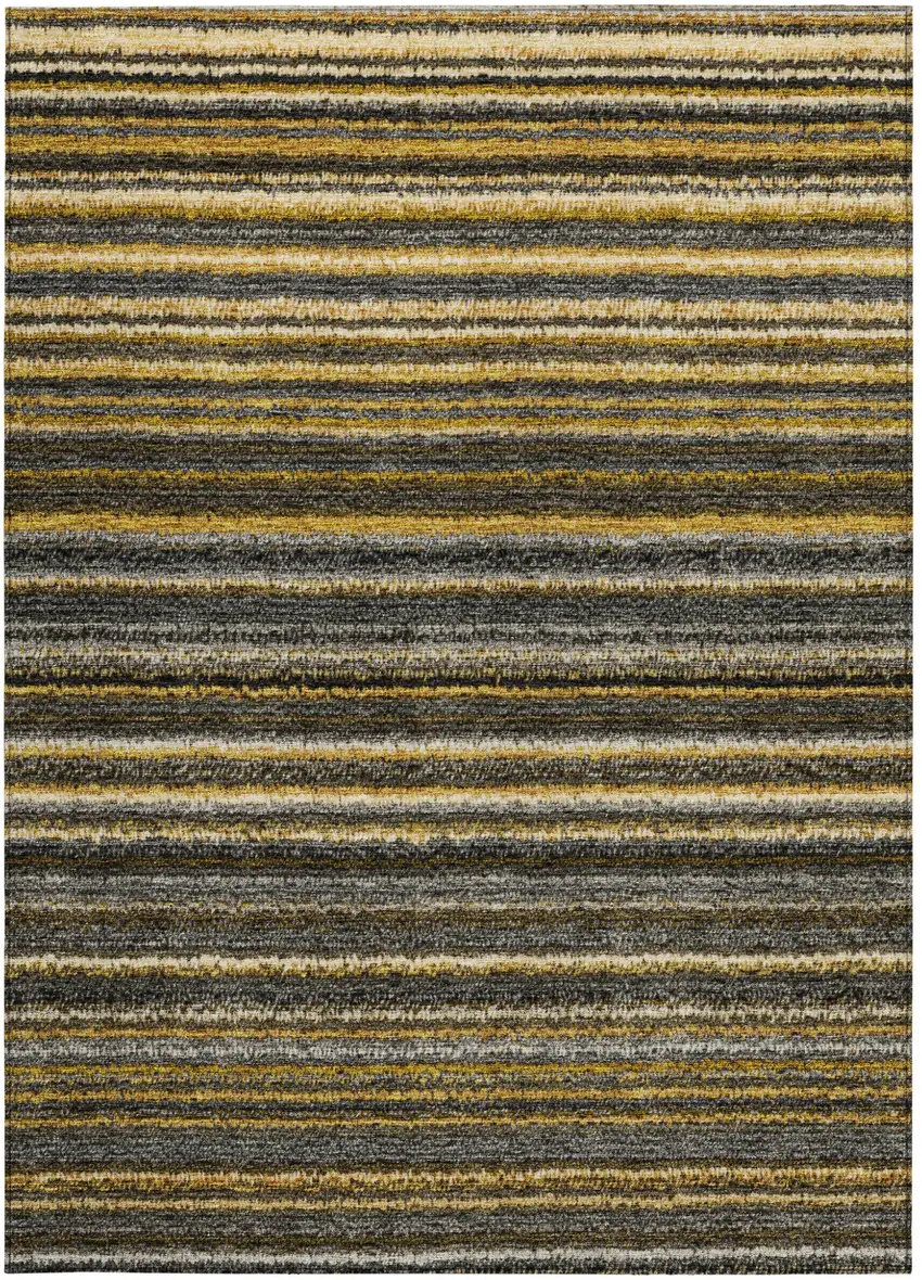 Gold Beige And Wheat Striped Washable Indoor Outdoor Area Rug Photo 5