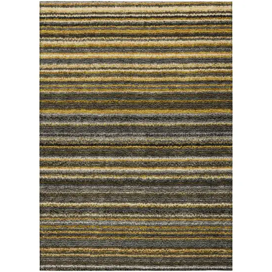 Gold Beige And Wheat Striped Washable Indoor Outdoor Area Rug Photo 2