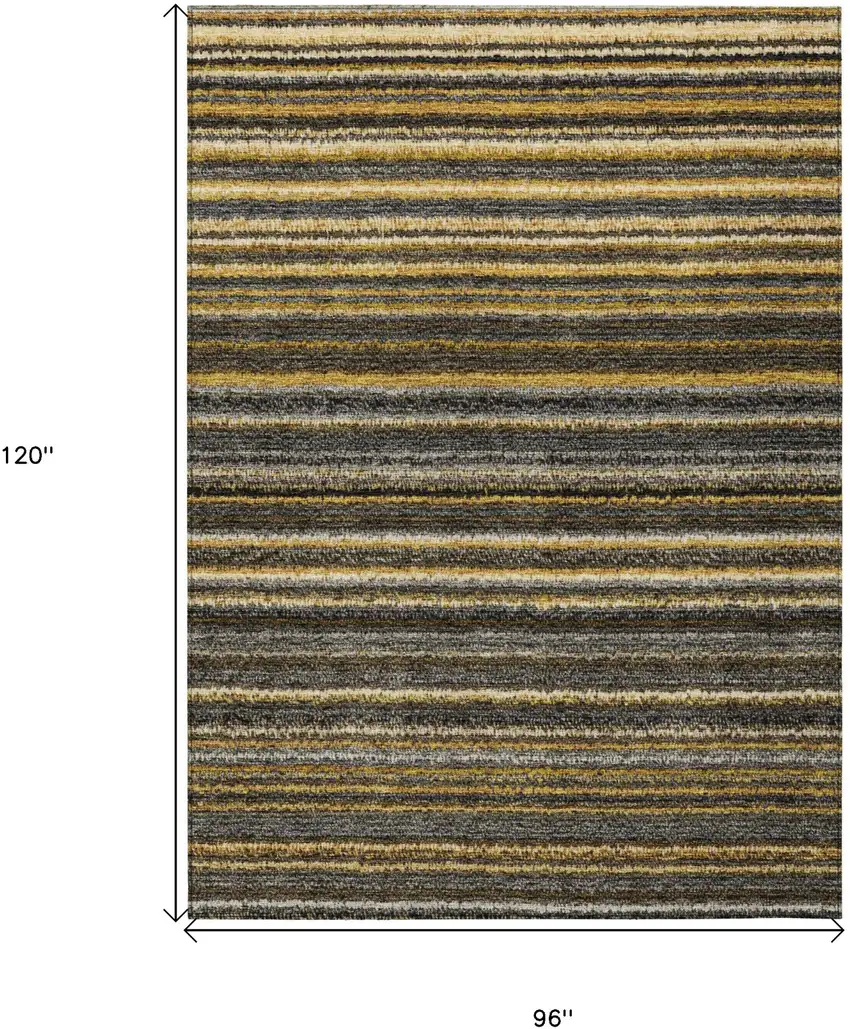 Gold Beige And Wheat Striped Washable Indoor Outdoor Area Rug Photo 3