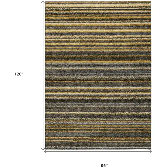 Gold Beige And Wheat Striped Washable Indoor Outdoor Area Rug Photo 3