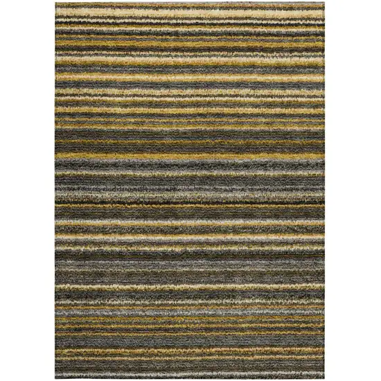 Gold Beige And Wheat Striped Washable Indoor Outdoor Area Rug Photo 6