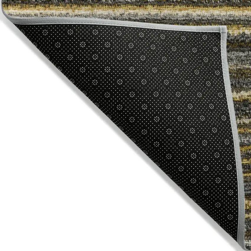 Gold Beige And Wheat Striped Washable Indoor Outdoor Area Rug Photo 4