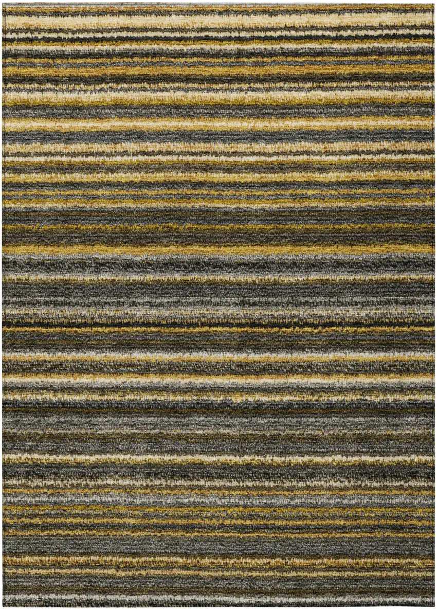 Gold Beige And Wheat Striped Washable Indoor Outdoor Area Rug Photo 2