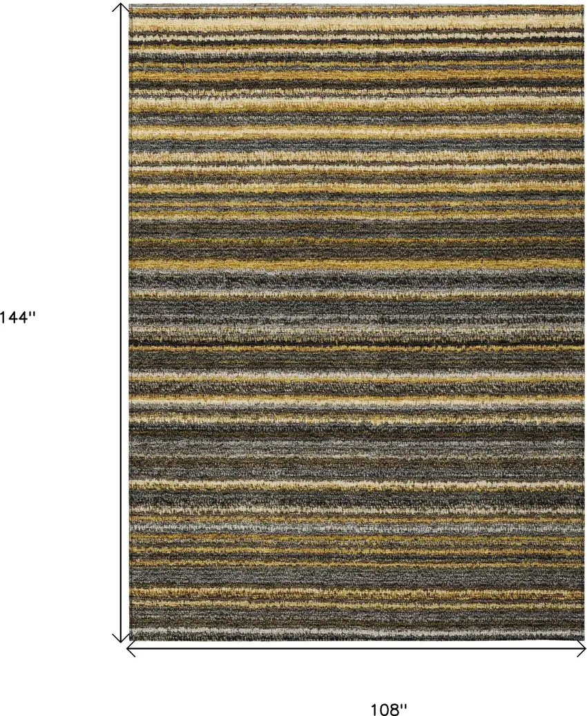 Gold Beige And Wheat Striped Washable Indoor Outdoor Area Rug Photo 3