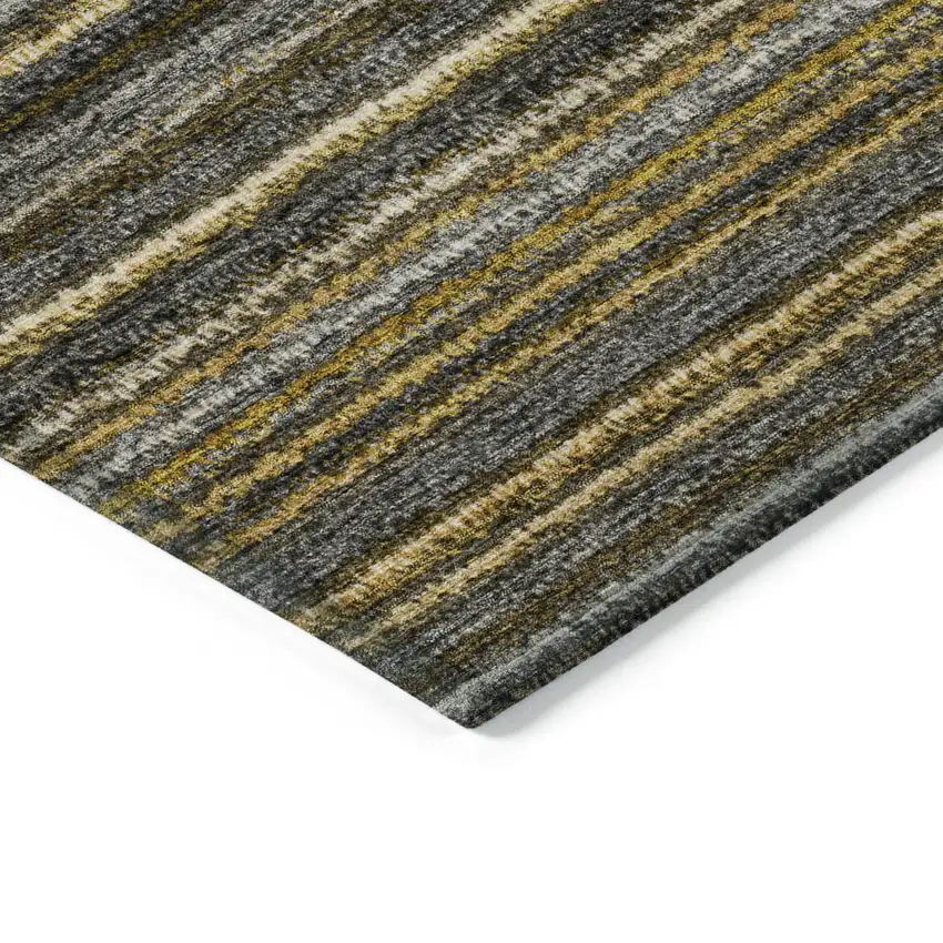 Gold Beige And Wheat Striped Washable Indoor Outdoor Area Rug Photo 5