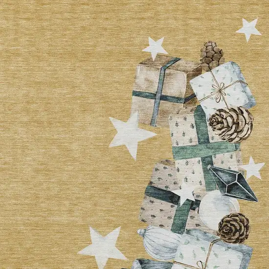 Gold Beige Ivory And Taupe Geometric Washable Indoor Outdoor Area Rug Photo 4