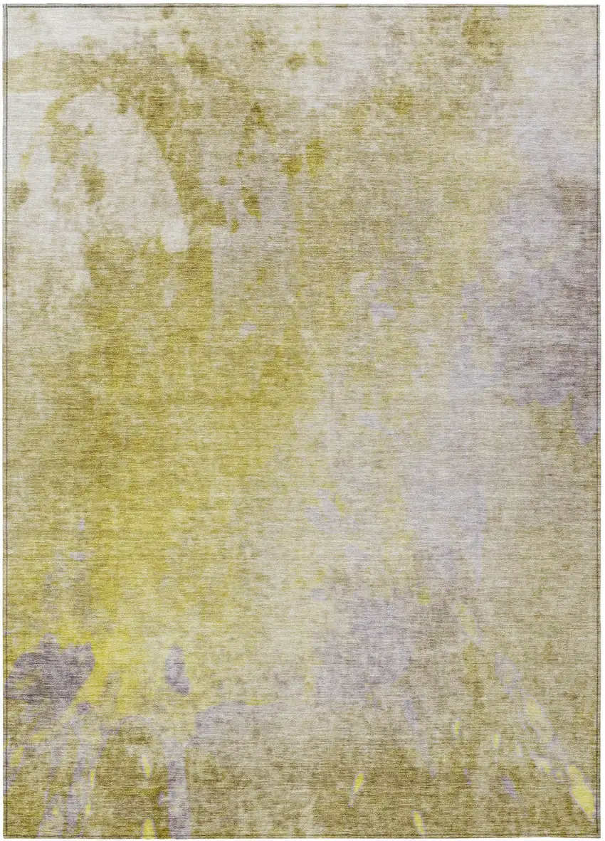 Gold Beige and Purple Abstract Washable Non Skid Indoor Outdoor Area Rug Photo 2