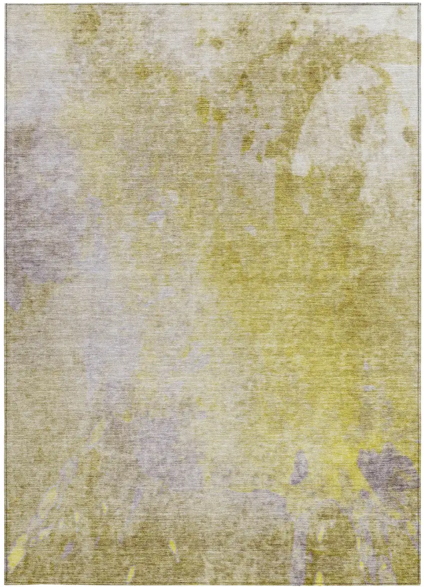Gold Beige and Purple Abstract Washable Non Skid Indoor Outdoor Area Rug Photo 5