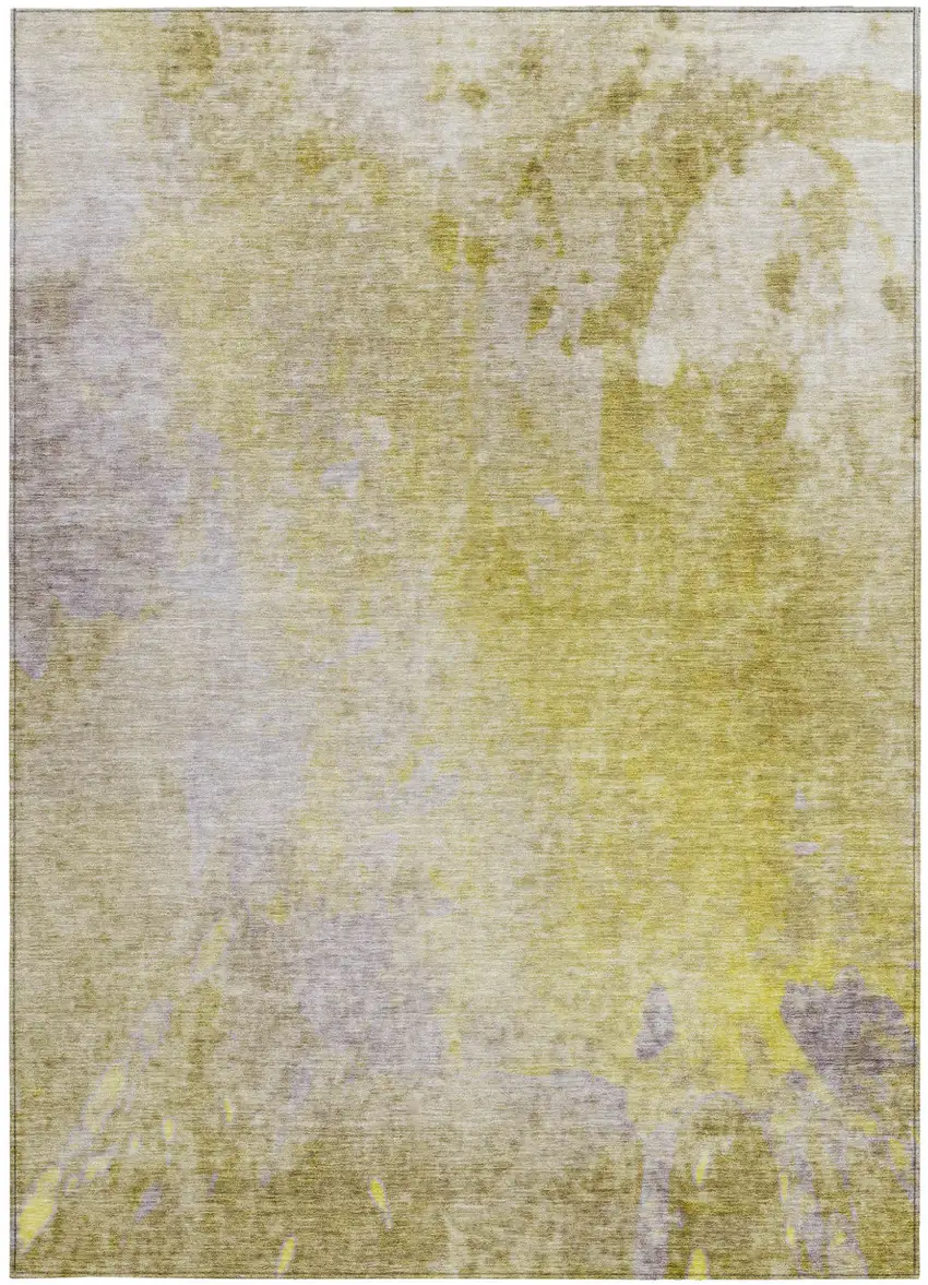 Gold Beige and Purple Abstract Washable Non Skid Indoor Outdoor Area Rug Photo 5