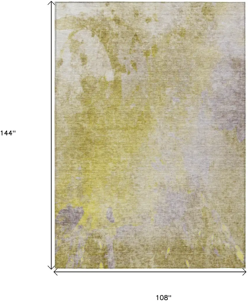 Gold Beige and Purple Abstract Washable Non Skid Indoor Outdoor Area Rug Photo 3