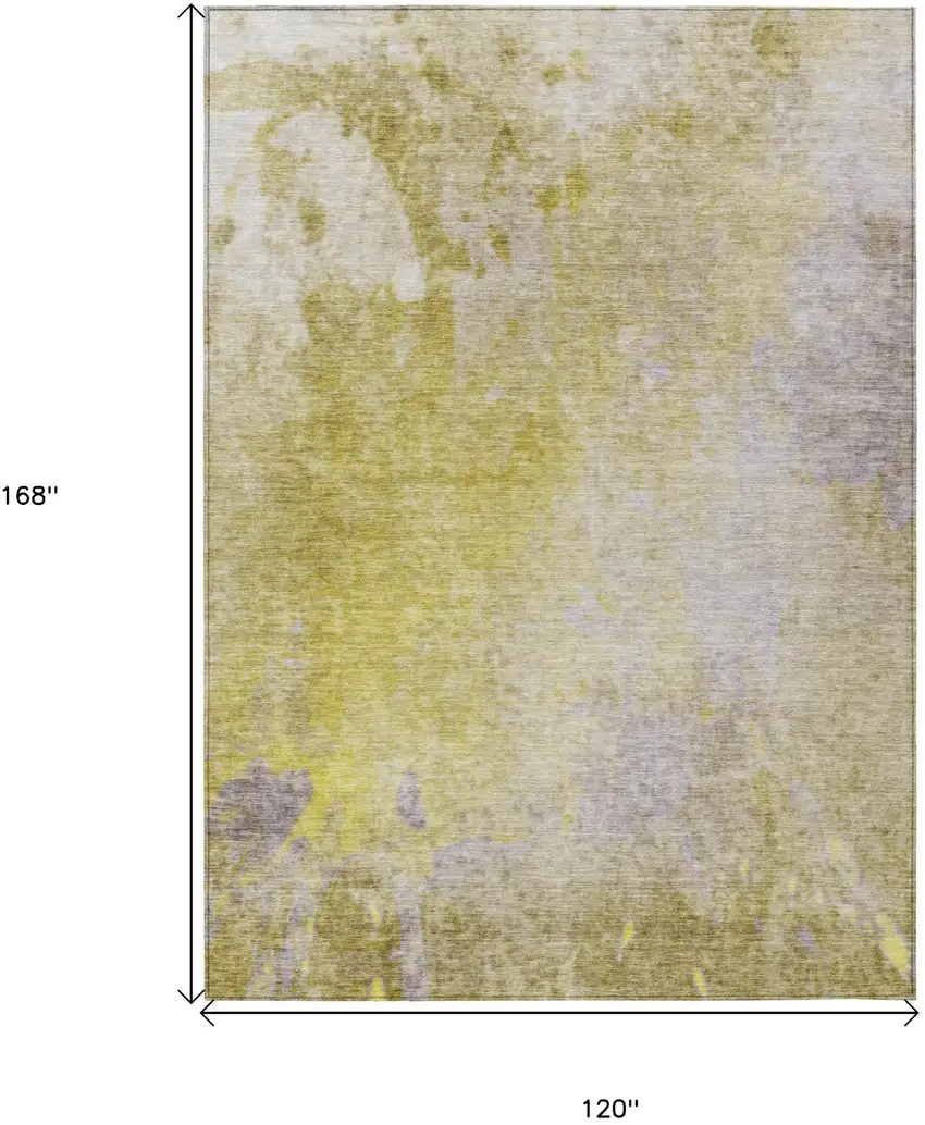 Gold Beige and Purple Abstract Washable Non Skid Indoor Outdoor Area Rug Photo 3